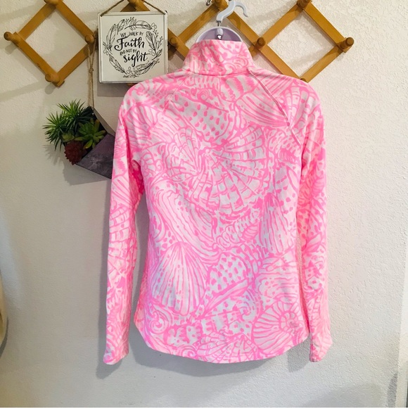 ⭐️🌟Lilly Pulitzer Pink Shells 1/4 Partial Zip Terry Sweatshirt Sz XS - Picture 7 of 13
